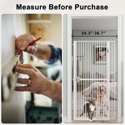 Show full view: LovMor 61-in Extra Tall Adjustable Width with 4.13-in Extension Dog & Cat Gate, White, 34.3 to 36.7-in slide 6 of 9