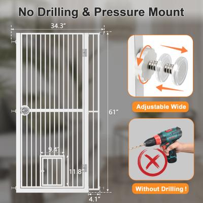 Show full view: LovMor 61-in Extra Tall Adjustable Width with 4.13-in Extension Dog & Cat Gate, White, 34.3 to 36.7-in slide 2 of 9