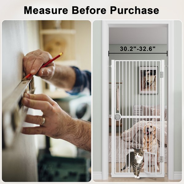 LovMor 61-in Extra Tall Adjustable Width with 4.13-in Extension Dog & Cat Gate