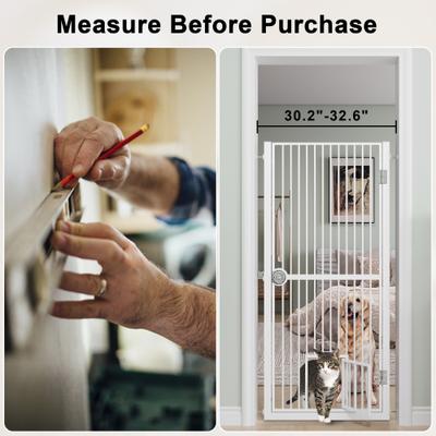 Show full view: LovMor 61-in Extra Tall Adjustable Width Dog & Cat Gate, White, 30.2 to 32.6-in slide 6 of 9