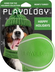 Playology Christmas Holiday Turkey Scented Squeaky Chew Ball Dog Toy, Green, Jumbo