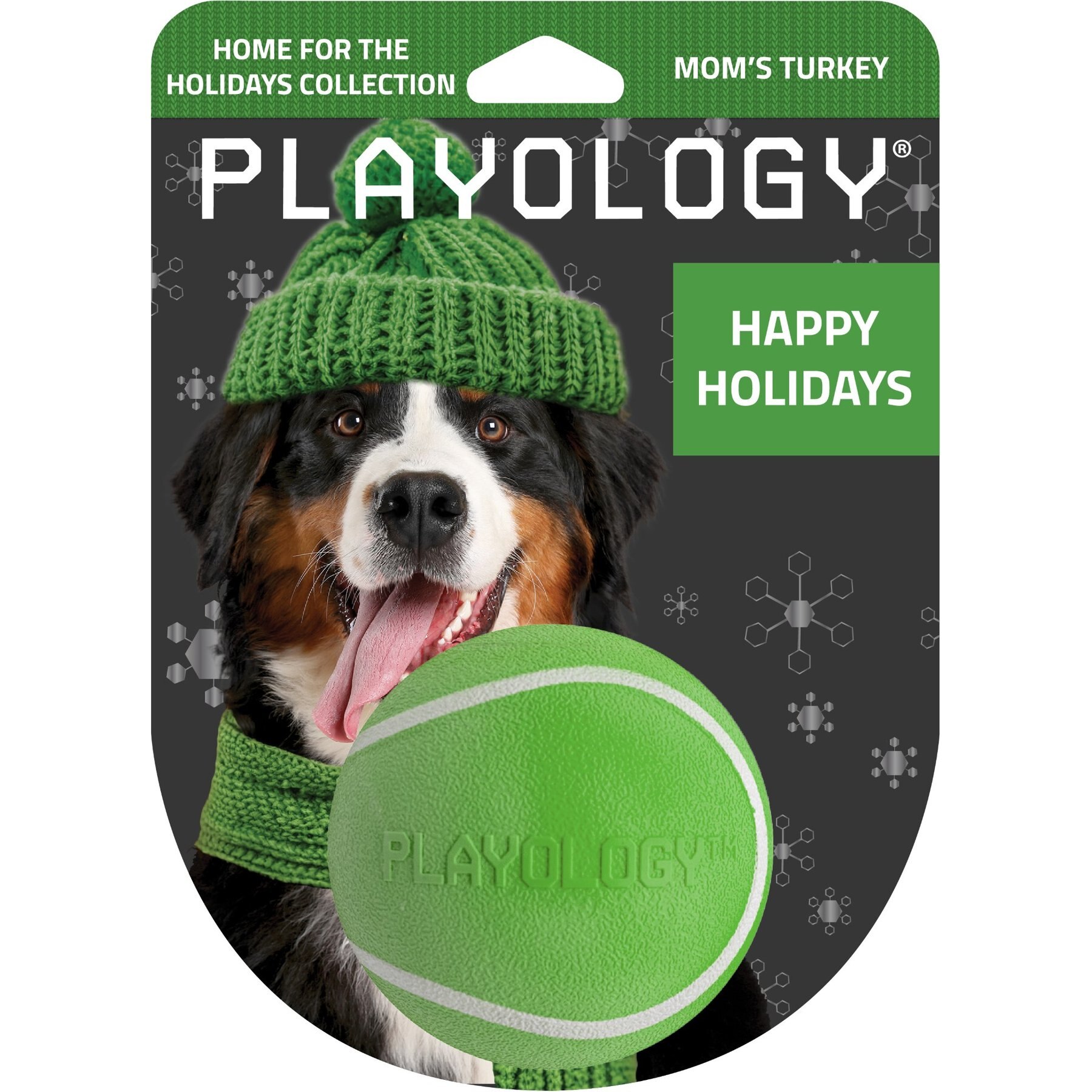 Playology Christmas Holiday Turkey Scented Squeaky Chew Ball Dog Toy, Green, Medium