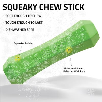 Show full view: Playology Holiday Turkey Scented Squeaky Chew Stick Dog Toy, Green, Medium slide 2 of 7