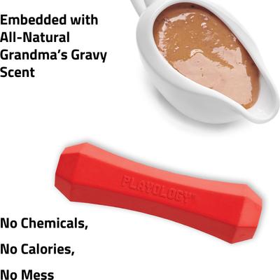 Show full view: Playology Christmas Holiday Gravy Scented Squeaky Chew Stick Dog Toy, Red, Medium slide 4 of 6