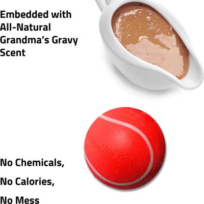 Show full view: Playology Christmas Holiday Gravy Scented Squeaky Chew Ball Dog Toy, Red, Medium slide 4 of 6