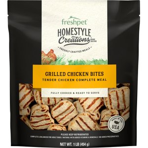Freshpet Homestyle Creations Fresh Grilled Chicken Bites Dog Food, 1-lb bag, case of 6