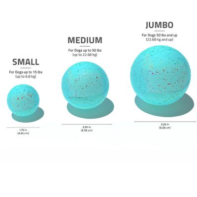 Show full view: Playology Peanut Butter Birthday Cake Squeaky Dog Ball, Blue, Medium slide 5 of 7