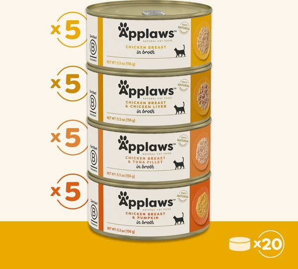 Applaws Chicken Breast & Tuna Fillet in Broth Wet Cat Food, 5.5-oz can, case of 24