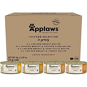 Applaws Chicken Selection in Gravy Wet Cat Food, 2.47-oz can, case of 24