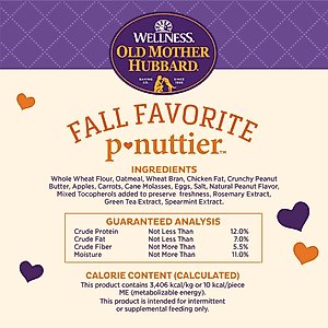 Old Mother Hubbard by Wellness Fall Favorite P-Nutter Oven-Baked Biscuits Dog Treats, 16-oz bag