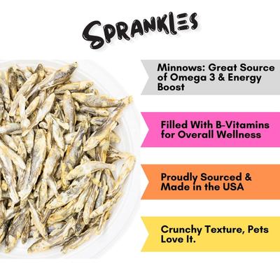 Show full view: Sprankles Minnows Freeze-Dried Raw Dog & Cat Treats, Grain-Free, 1-oz bag slide 3 of 9