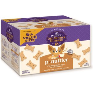 Old Mother Hubbard by Wellness Classic P-Nuttier Natural Mini Oven-Baked Biscuits Dog Treats, 6-lb box