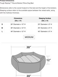 K9 Ballistics Tough Ripstop Round Bolster Dog Bed, Obsidian Black, Medium slide 2 of 3