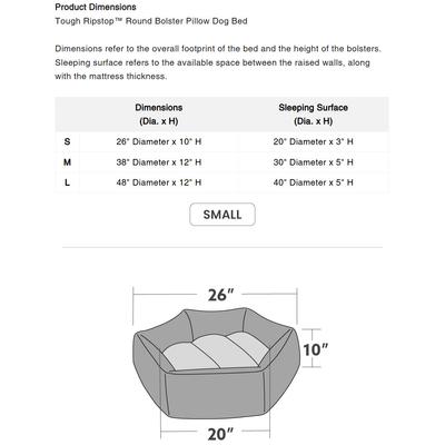 Show full view: K9 Ballistics Tough Ripstop Round Bolster Dog Bed, Taupe Premium Finish, Small slide 3 of 5