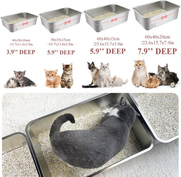 Ptlom Bowknot High Sided Cat Litter Box