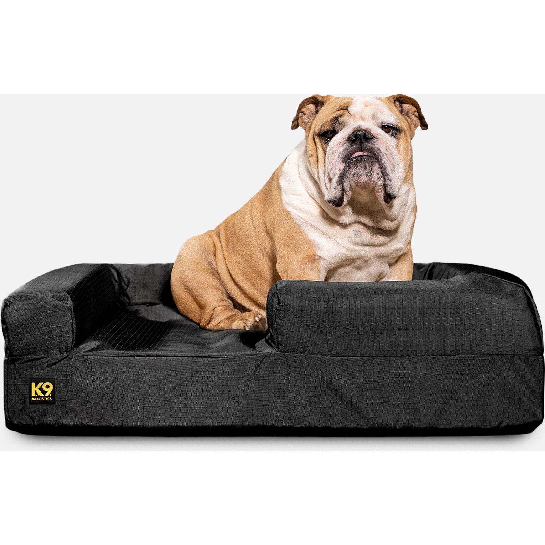 K9 Ballistics Tough Ripstop 3.5 Orthopedic Bolster Dog Bed, Obsidian Black, Medium