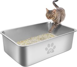 Ptlom Paw Print High Sided Cat Litter Box, X-Large