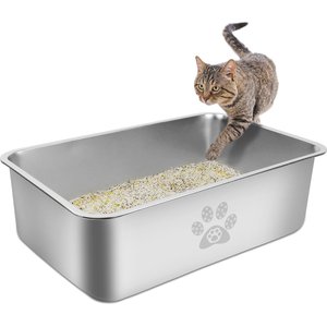 Ptlom Paw Print High Sided Cat Litter Box, X-Large
