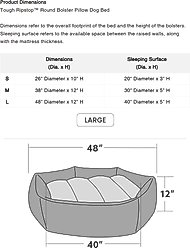 K9 Ballistics Tough Ripstop Round Bolster Dog Bed, Taupe Premium Finish, Large slide 2 of 3
