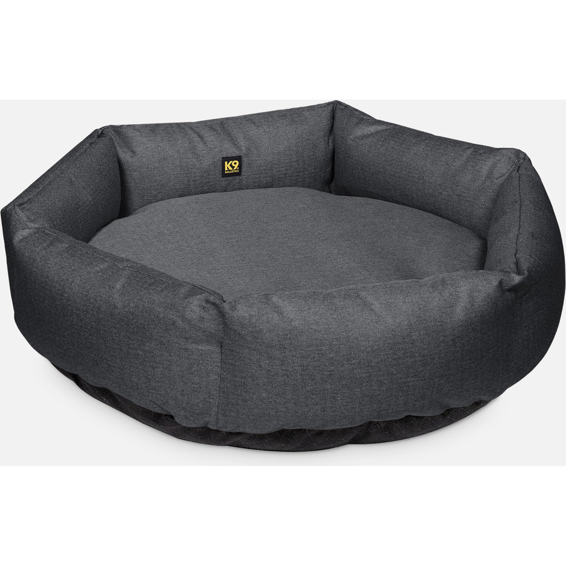 K9 Ballistics Tough Ripstop Round Bolster Dog Bed, Titanium Premium Finish, Large