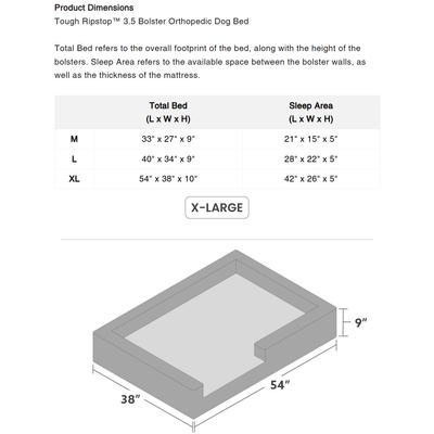 Show full view: K9 Ballistics Tough Ripstop 3.5 Orthopedic Bolster Dog Bed, Two-tone Gray Velvet, X-Large slide 4 of 5