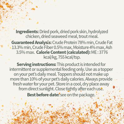 Show full view: Bab'in Flavour Mill Trout & Algae Dog Food Topper, 45-gm jar slide 4 of 6