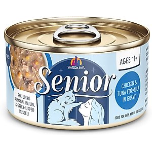 Weruva Senior Grain-Free Chicken & Tuna Formula in Gravy Wet Cat Food, 3-oz can, case of 12