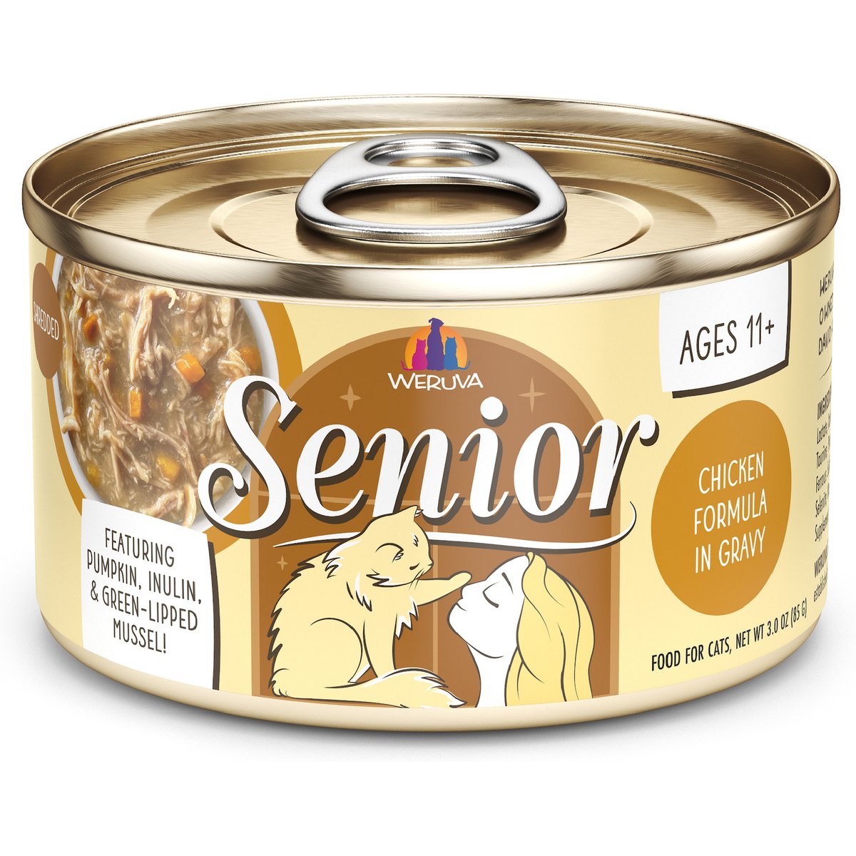 Weruva Senior Grain-Free Chicken Formula in Gravy Wet Cat Food, 3-oz can, case of 12