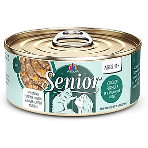 Weruva Senior Grain-Free Chicken Formula in Hydrating Puree Wet Cat Food, 5.5-oz can, case of 8
