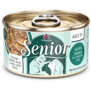 Weruva Senior Grain-Free Chicken Formula in Hydrating Puree Wet Cat Food, 3-oz can, case of 12