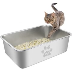 Ptlom Paw Print High Sided Cat Litter Box, Medium