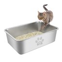 Ptlom Paw Print High Sided Cat Litter Box, Medium