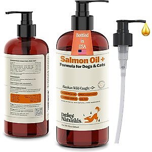 Deley Naturals Wild Alaskan Salmon Oil + for Dogs & Cats, 32-fl oz bottle