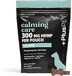 +PlusPET Pet Calming Care Beef & Bacon Flavored Soft Chew Full Spectrum Hemp Extract Calming Health Supplement for Dogs, 30 count