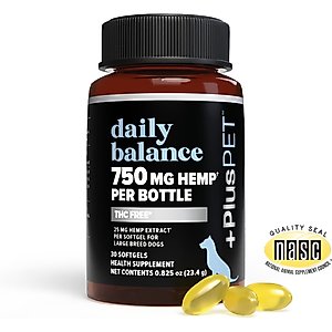 +PlusPET Pet Daily Balance Softgel Full Spectrum Hemp Extract Health Supplement for Large Breed Dogs, 30 count