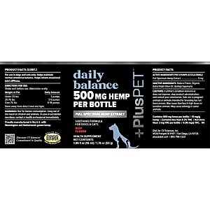 +PlusPET Daily Balance Beef Flavored Full Spectrum Hemp Extract Oil Health Supplement for Dogs & Cats, 1.86-fl oz bottle