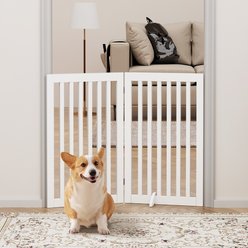 Unipaws Free Standing Dog Gate, White, 36-in, 2-panel