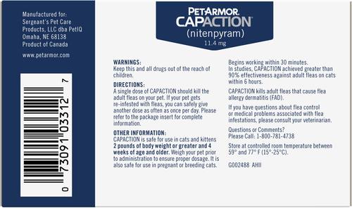 Show full view: PetArmor CapAction Flea Tablets for Cats, 6 Tablets slide 7 of 10