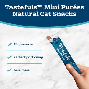 Blue Buffalo Tastefuls Mini Purees Chicken, Tuna, & Salmon Variety Pack Lickable Adult Cat Treats, 0.5-oz tube, case of 24