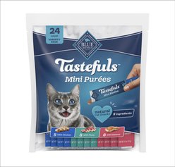 Blue Buffalo Tastefuls Mini Purees Chicken, Tuna, & Salmon Variety Pack Lickable Adult Cat Treats, 0.5-oz tube, case of 24