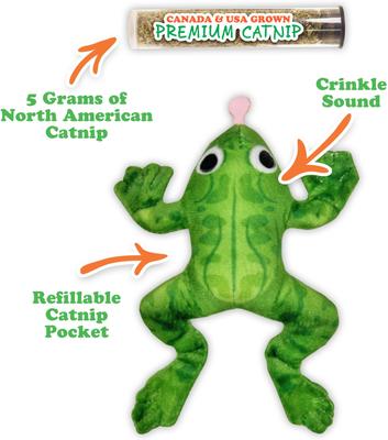 Show full view: Meowijuana Get Sprung Funny Frog Cat Plush Toy with Catnip slide 3 of 8