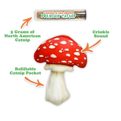 Show full view: Meowijuana Get Sprung Marvelous Mushroom Cat Plush Toy with Catnip slide 3 of 9