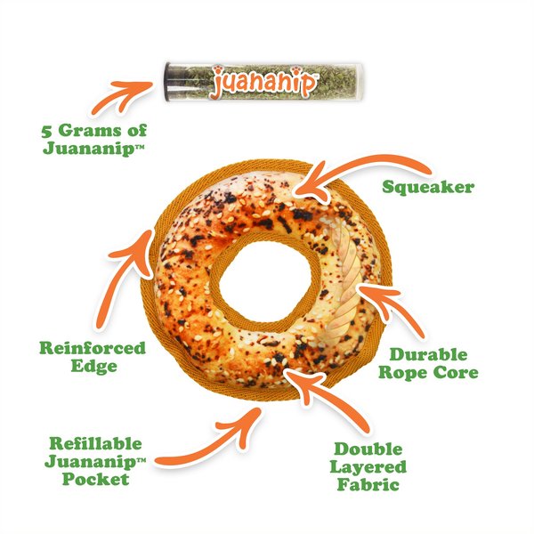 Doggijuana Tuffer Chewer Mini Everything Bagel Tough Dog Chew Toy