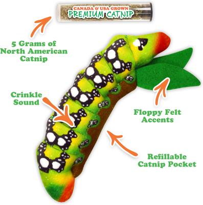 Show full view: Meowijuana Get Sprung Hungry Caterpillar Cat Plush Toy with Catnip slide 3 of 8