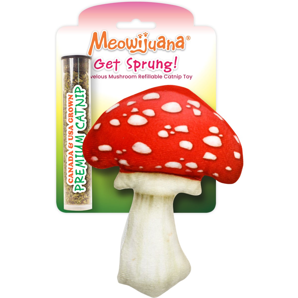 Meowijuana Get Sprung Marvelous Mushroom Cat Plush Toy with Catnip