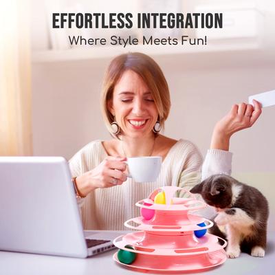 Show full view: Vila Interactive Self Play Entertainment Indoor Exercise Ball Track Ferret & Cat Tower Toy, Pink slide 6 of 9