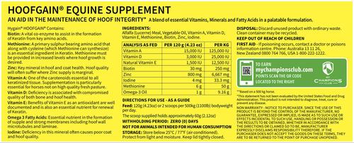 Show full view: Hygain Hoofgain Pellets Horse Supplement, 7.2-lb bucket slide 2 of 3