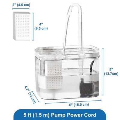 Show full view: SunGrow Automatic Flowing Hydration with Filter Transparent Feeder Bowl Cat Water Fountain, 4.7 x 6 x 5 in slide 8 of 9