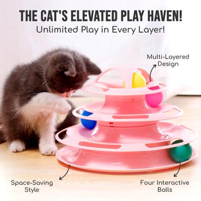 Show full view: Vila Interactive Self Play Entertainment Indoor Exercise Ball Track Ferret & Cat Tower Toy, Pink slide 7 of 9