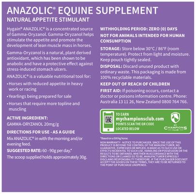 Show full view: Hygain Anazolic Powder Horse Supplement, 4.4-lb bag slide 2 of 2